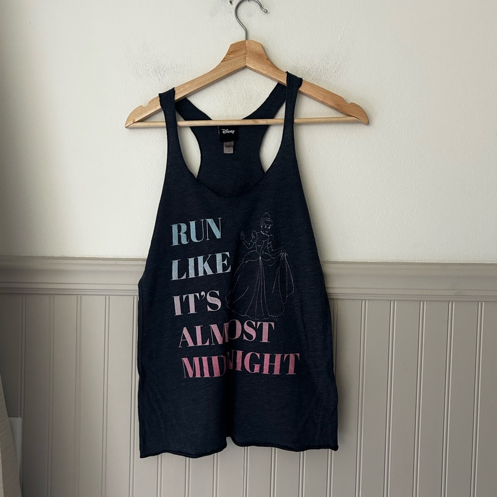 Disney XS Run Like It’s Midnight Cinderella Princess Racerback Charcoal Tank Top